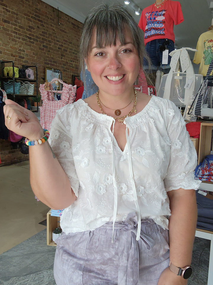 Embroidered Peasant Top