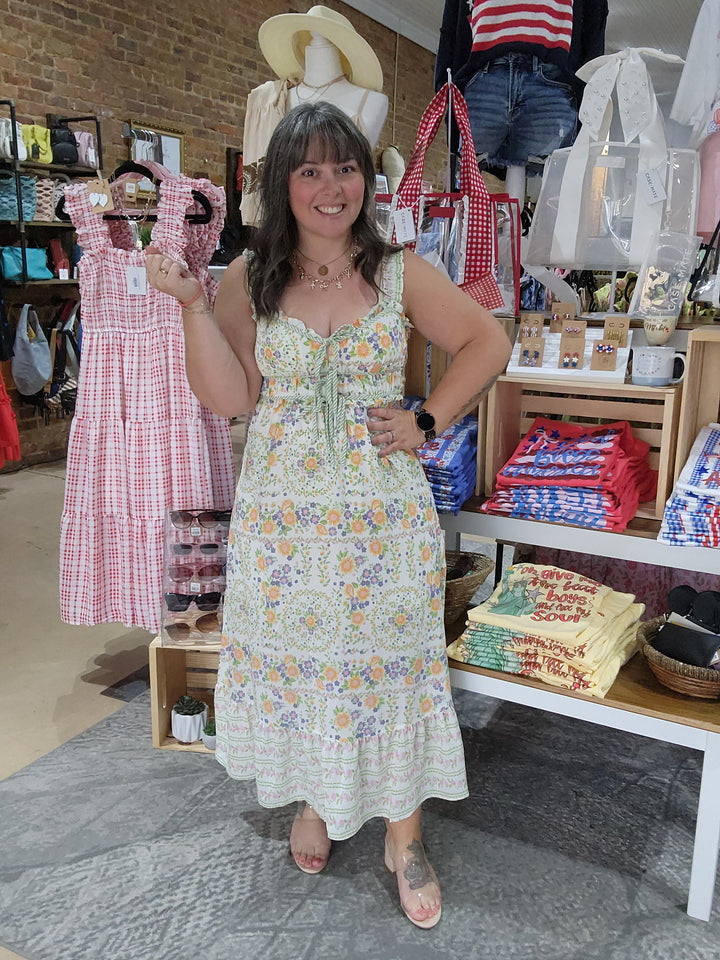 Floral Front Tie Midi Dress