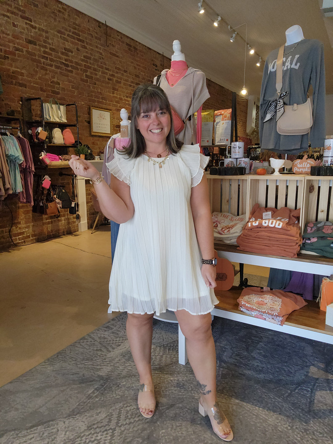 Flutter Sleeve Accordion Dress