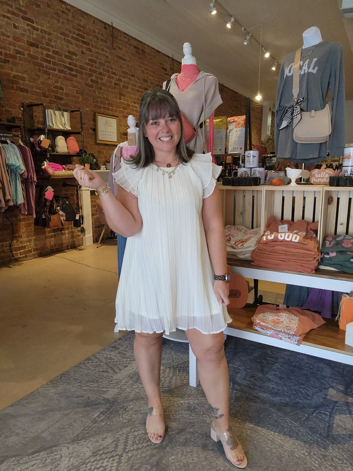 Flutter Sleeve Accordion Dress