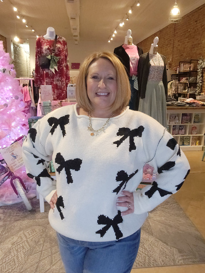 Pearl Bow Sweater