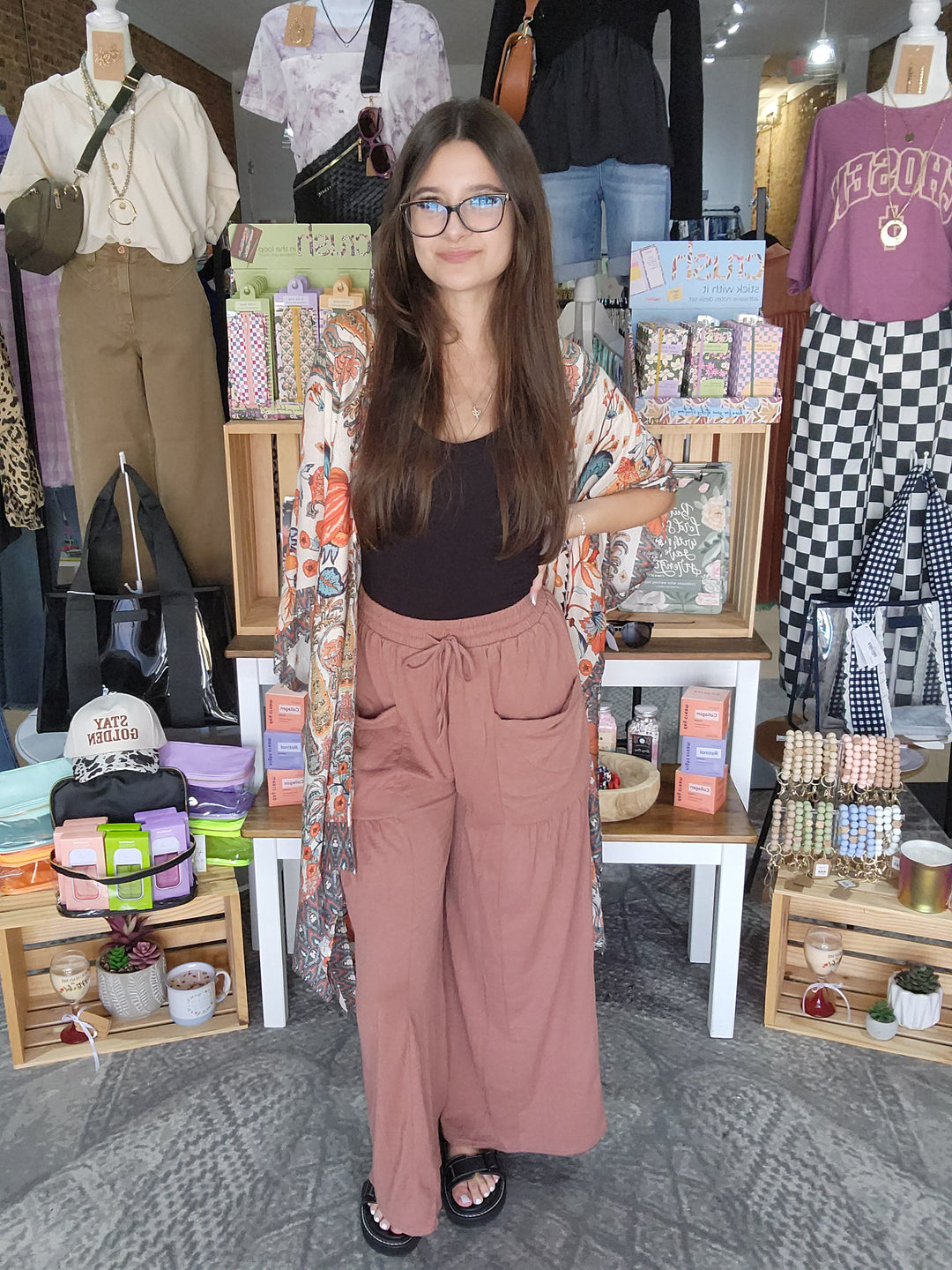 Wide Leg Crinkle Pants