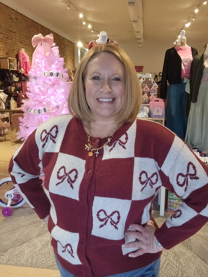 Checkered Bow Sweater