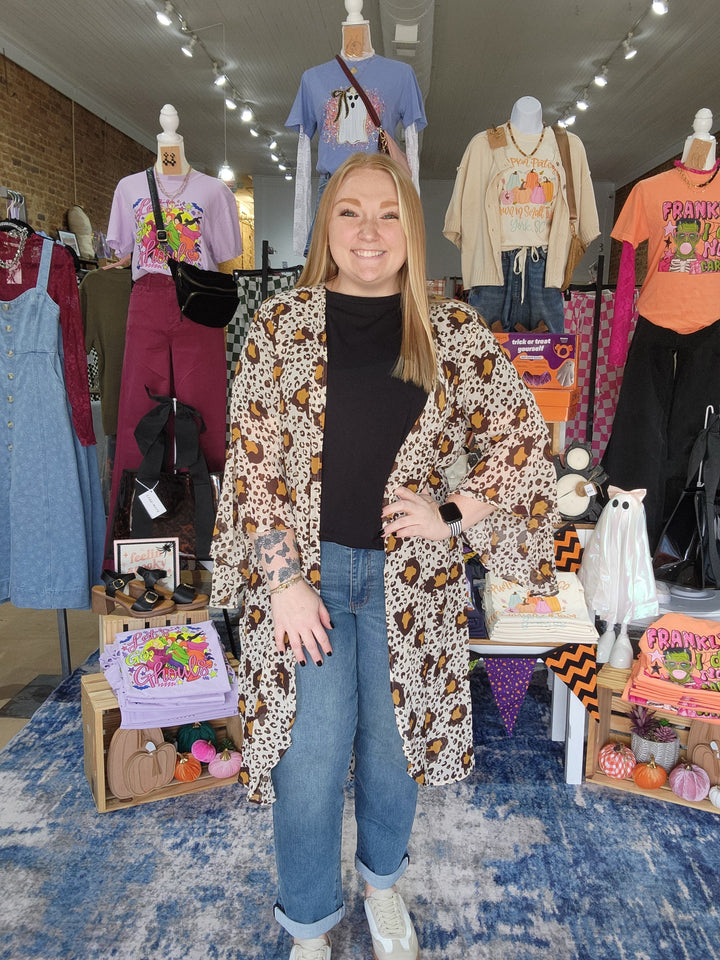 Brown Cheetah Kimono
