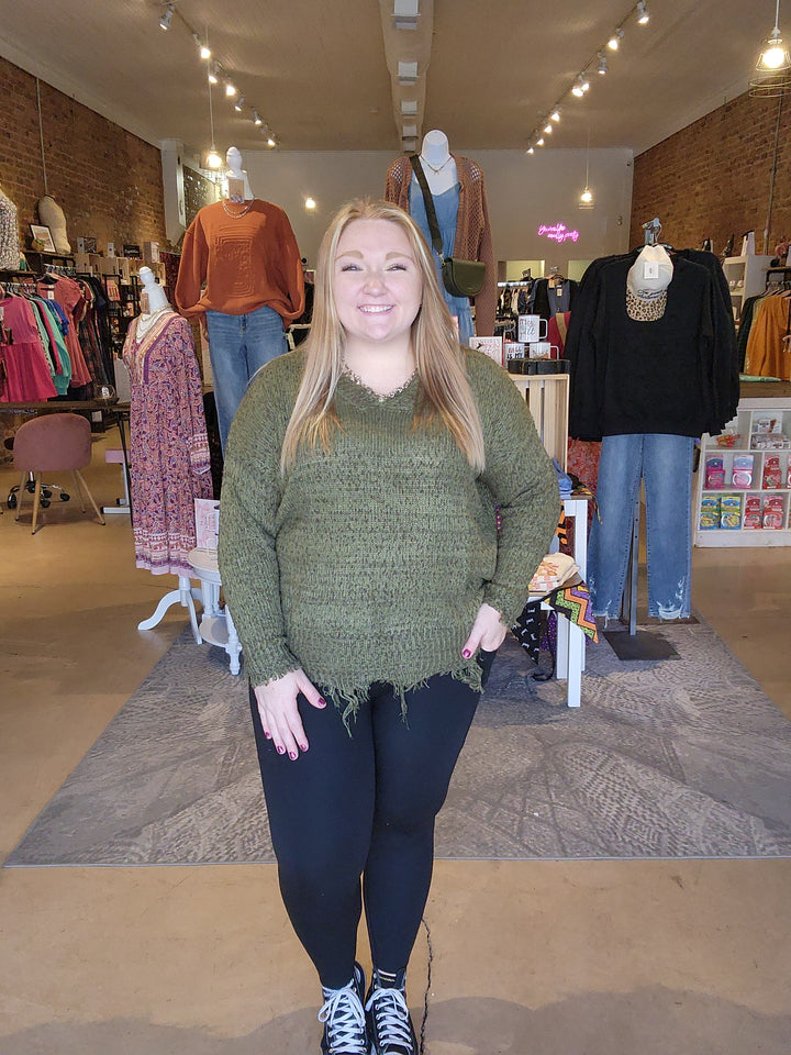 Distressed Hem Sweather