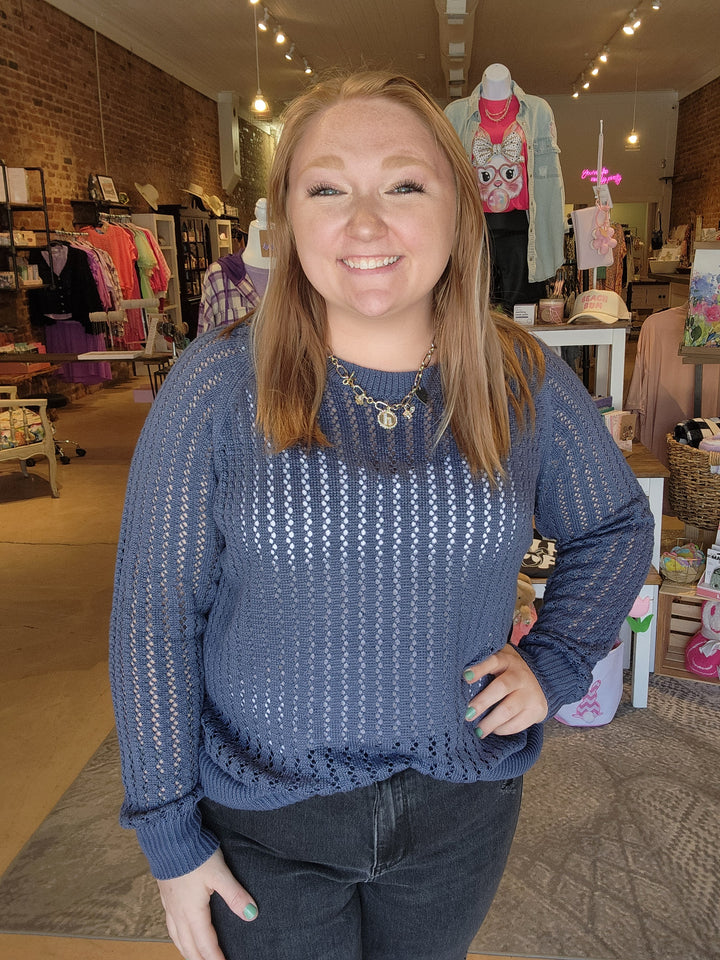 Navy Open Weave Knit