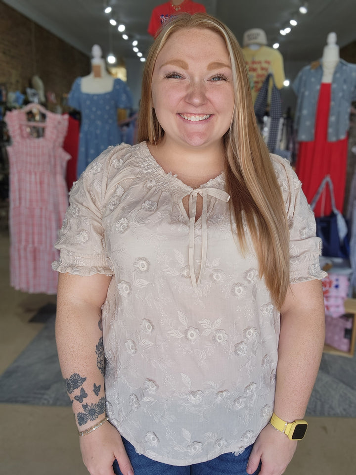 Embroidered Peasant Top