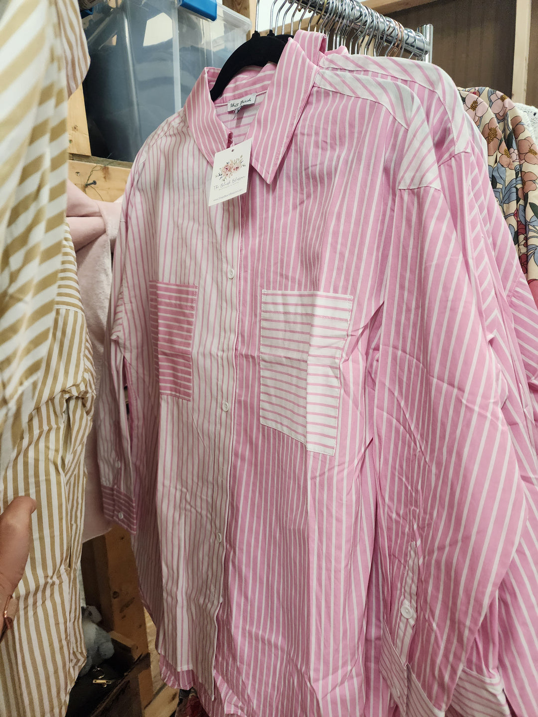 Half and Half Button Up Top