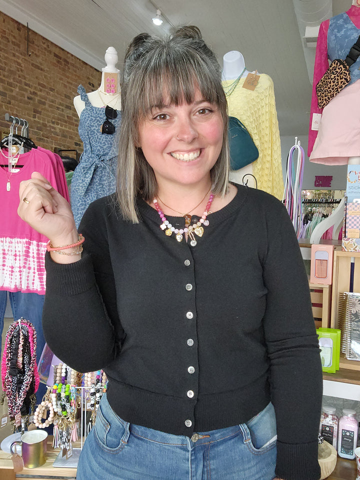 Button Front Black Cardigan