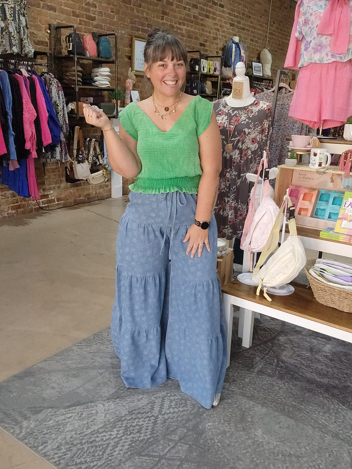 Floral Tiered Wide Leg Pants
