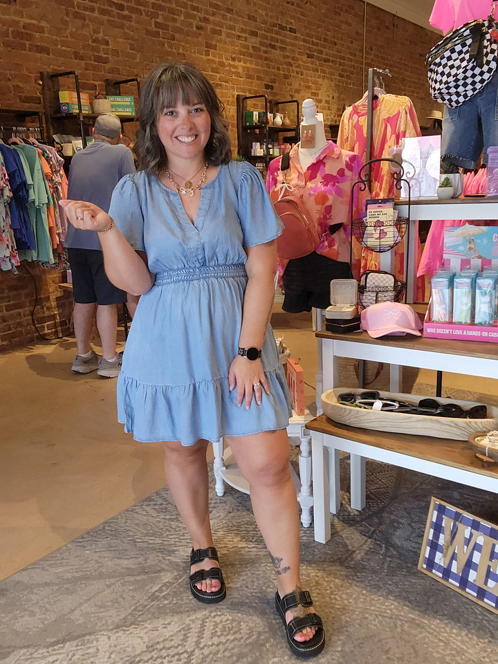 Chambray Flounce Dress