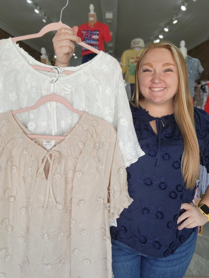 Embroidered Peasant Top