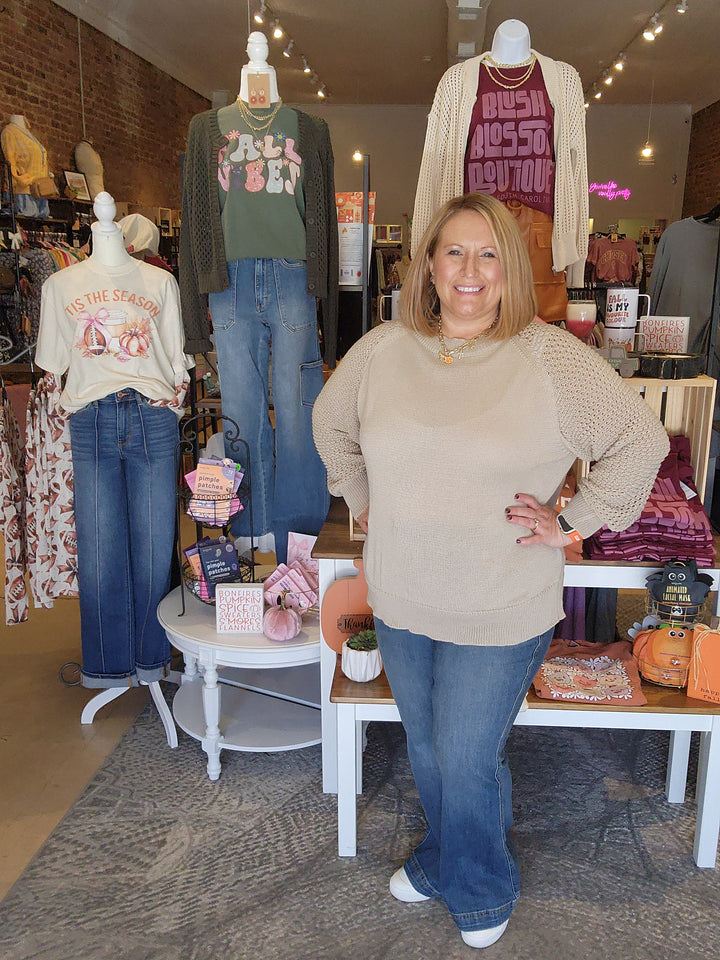 Taupe Crochet Sweater