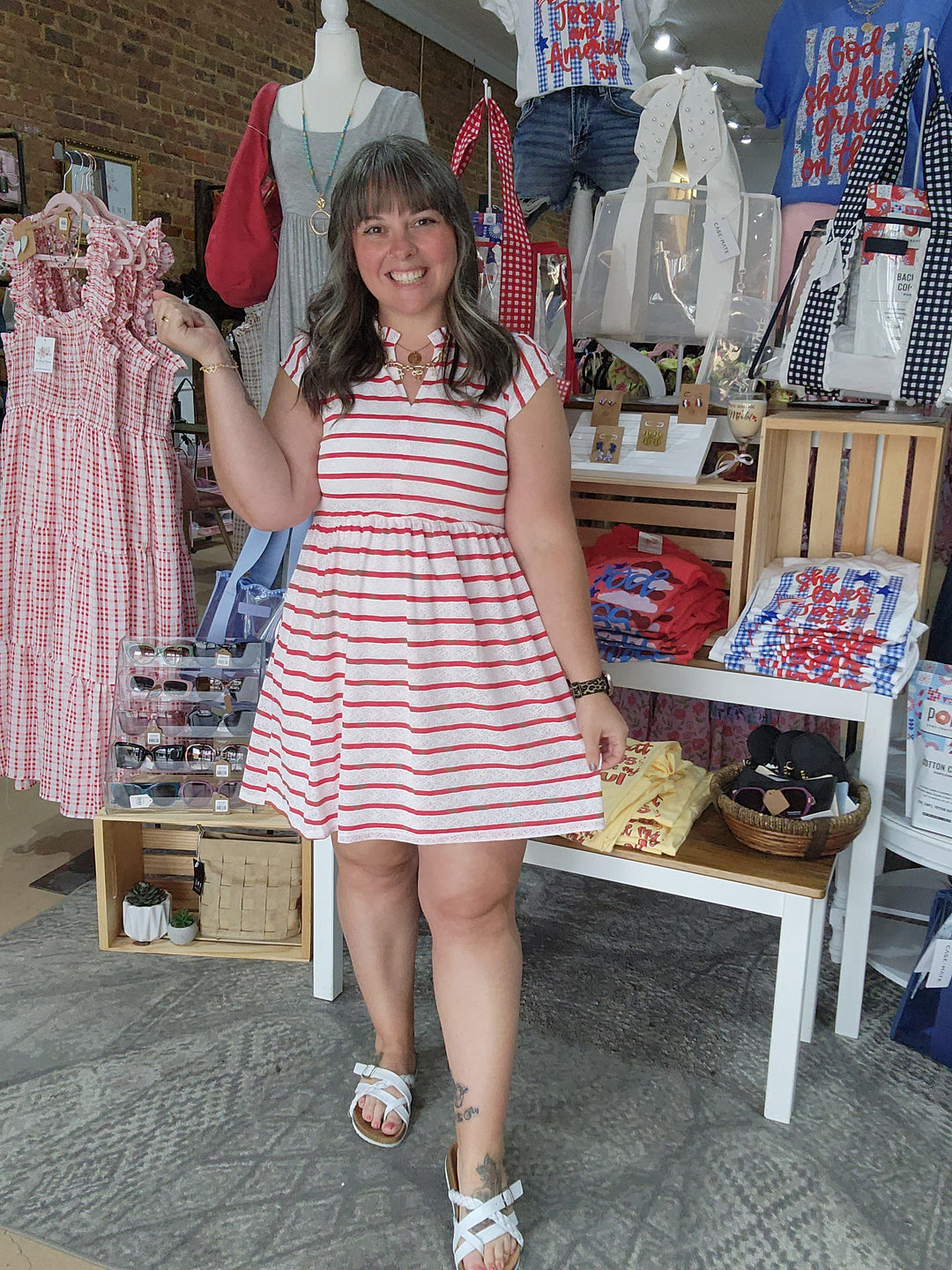 Lace Stripe Babydoll Dress