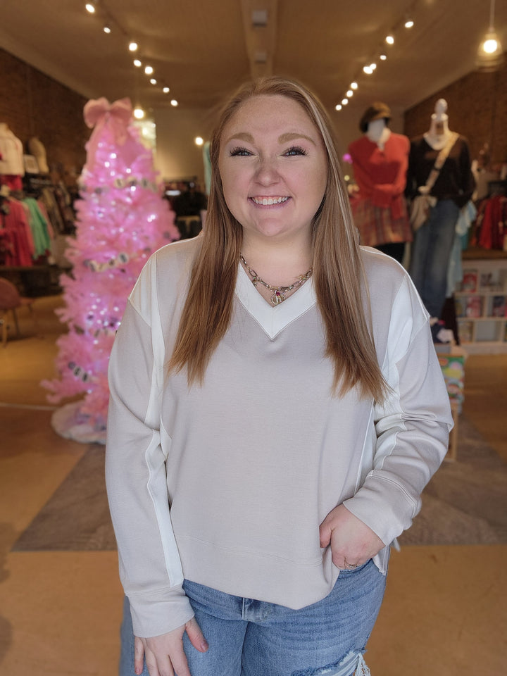 Neutral V Neck Pullover