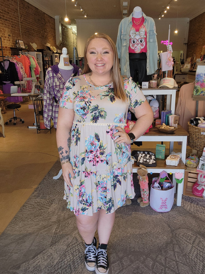 Watercolor Floral Tiered Dress