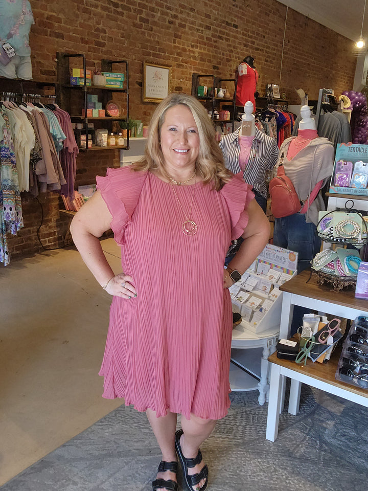 Flutter Sleeve Accordion Dress