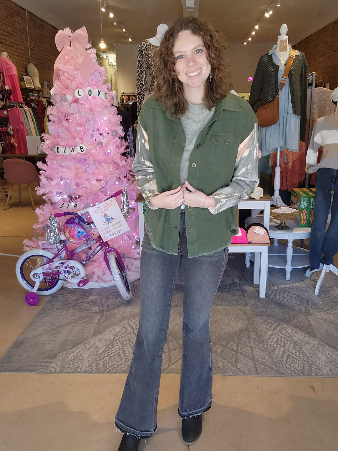 Knit Sleeve Denim Shacket