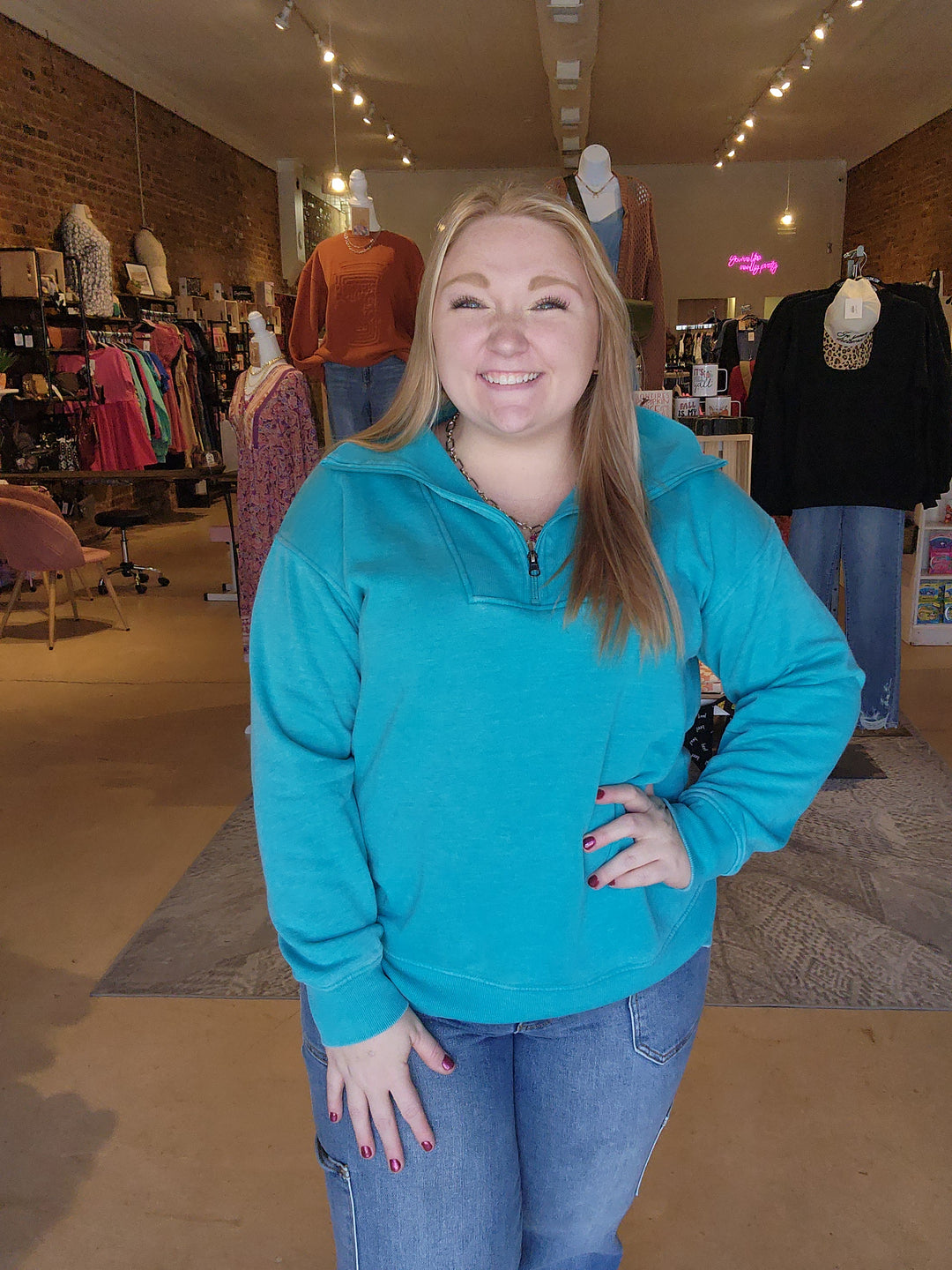 Turquoise Quarter Zip