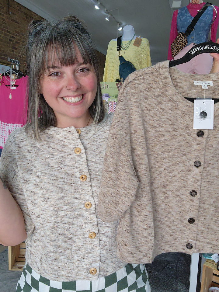Marbled Short Sleeve Cardigan
