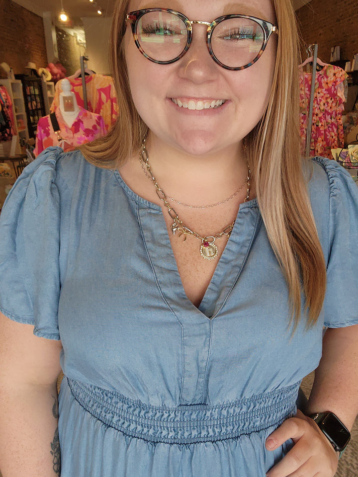 Chambray Flounce Dress