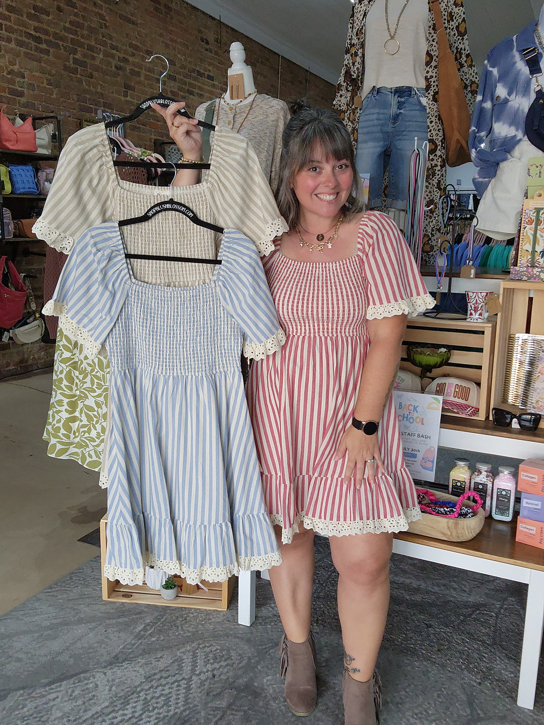 Linen Smocked Eyelet Dress