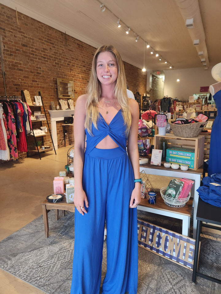 L, XL, 2XL Blue Bombshell Jumpsuit FINAL SALE