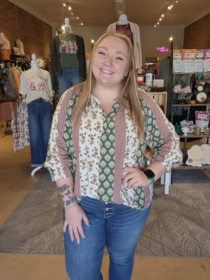 Boho Vertical Stripe Blouse