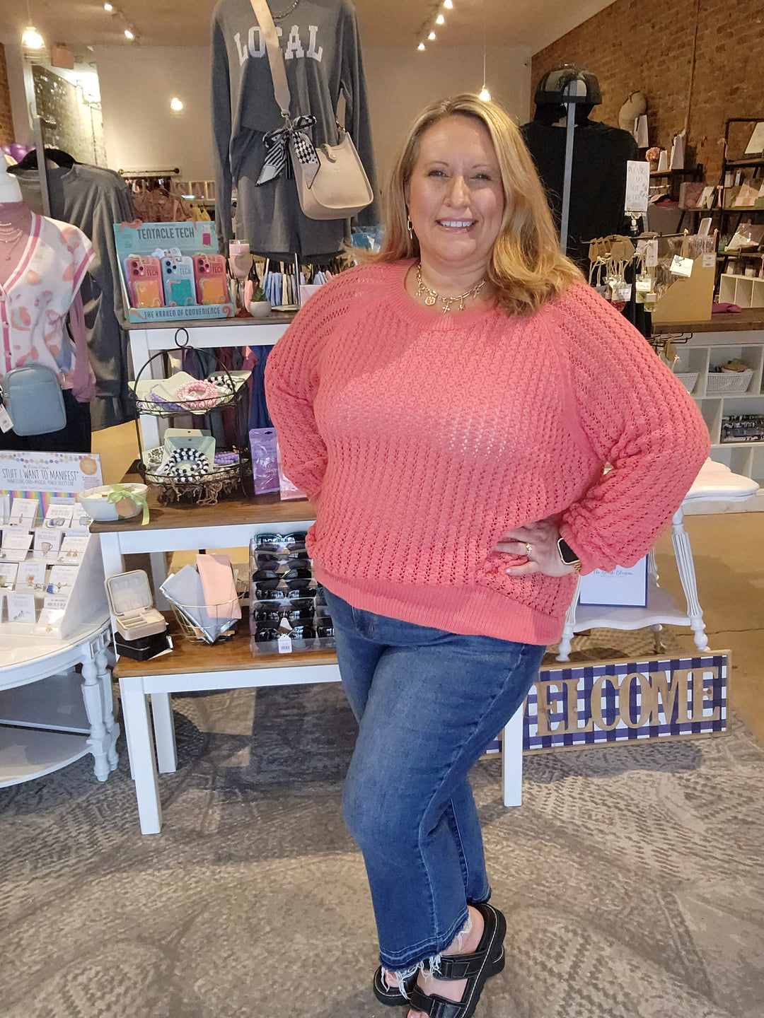 Coral Open Weave Knit