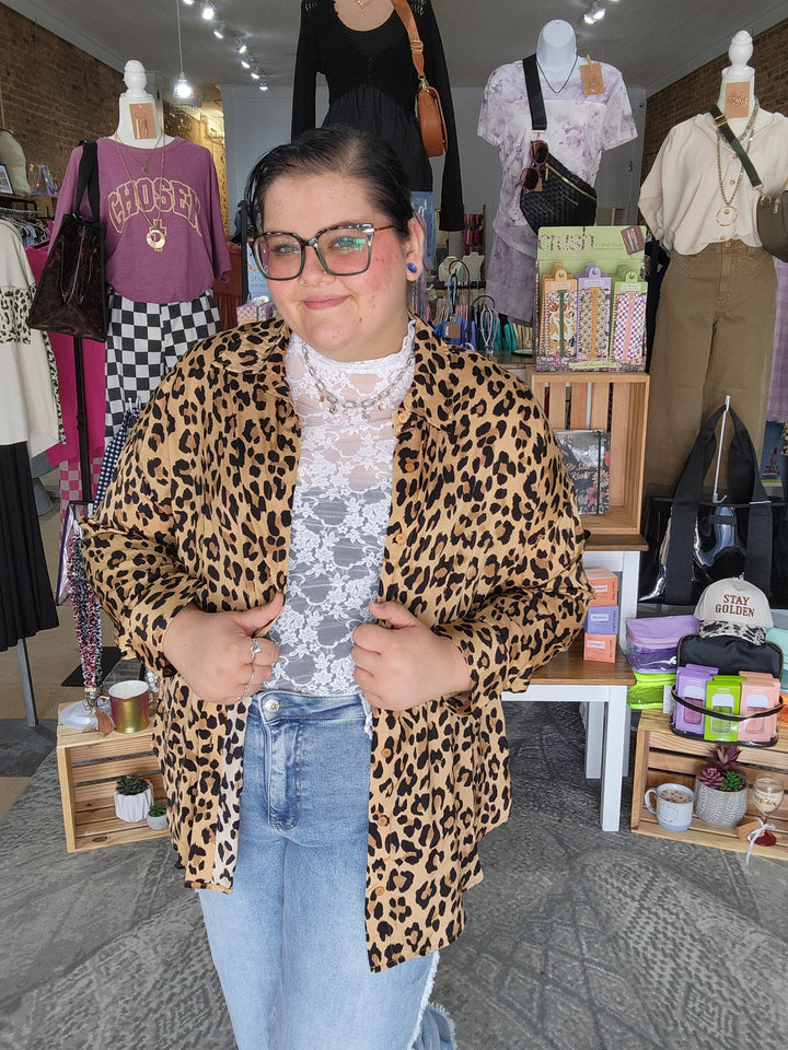 Leopard Button Down Tunic Top