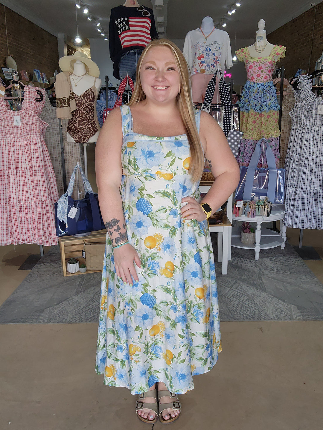Floral & Fruit Summer Midi Dress