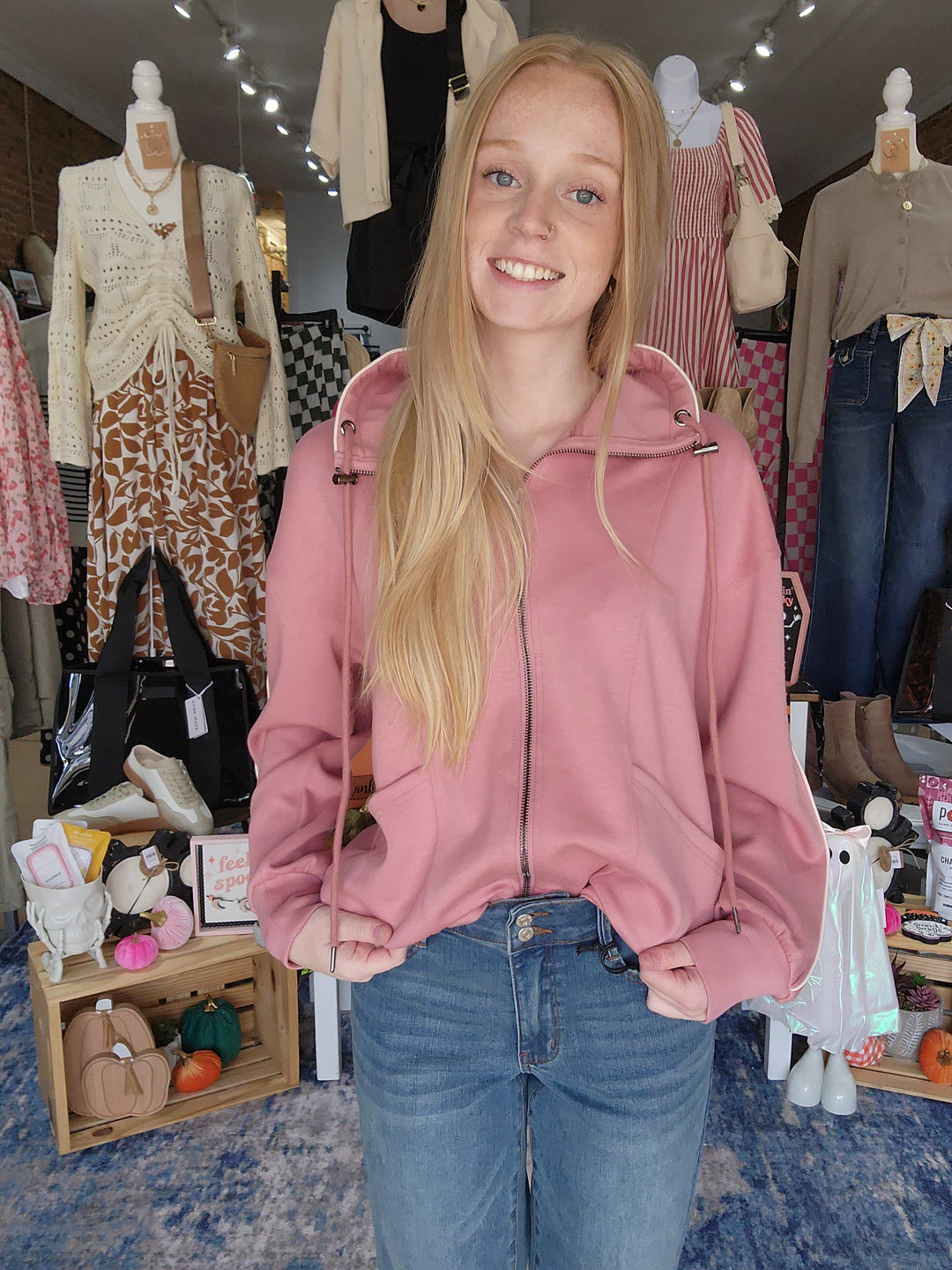 Mauve Full Zip Scuba Jacket