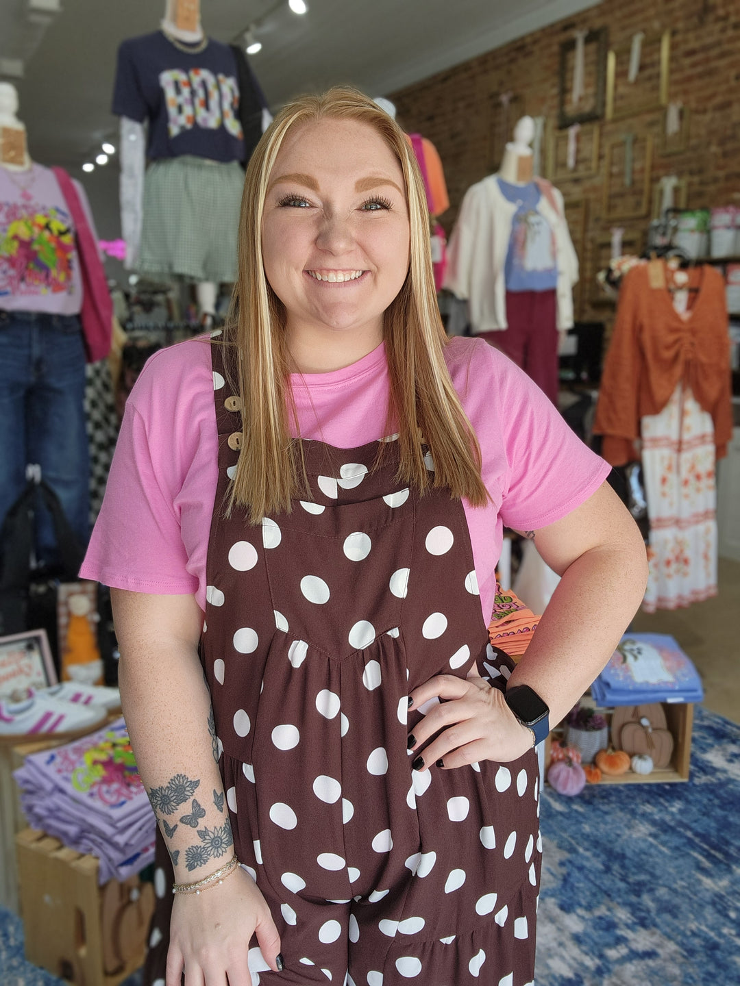 Polka Dot Wide Leg Overalls