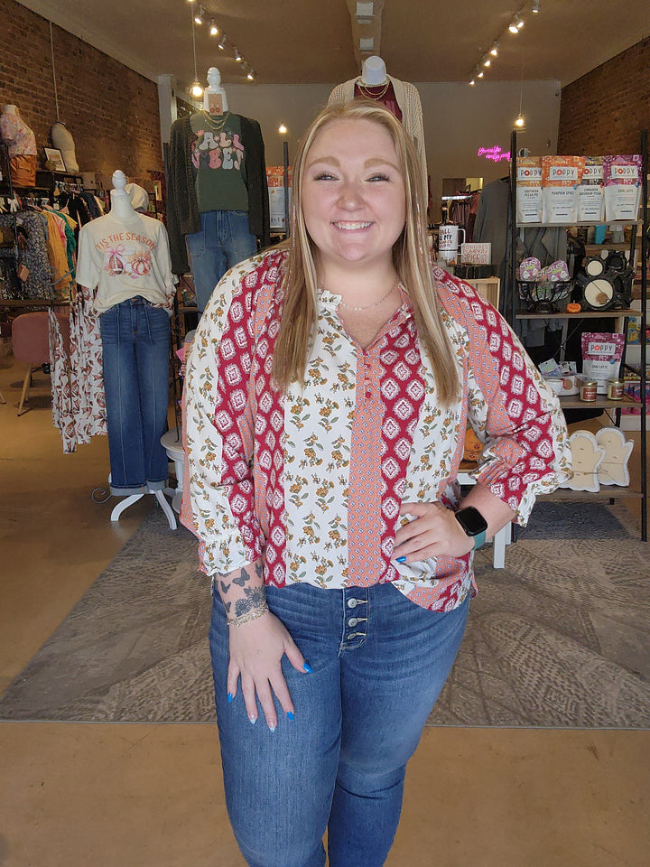 Boho Vertical Stripe Blouse