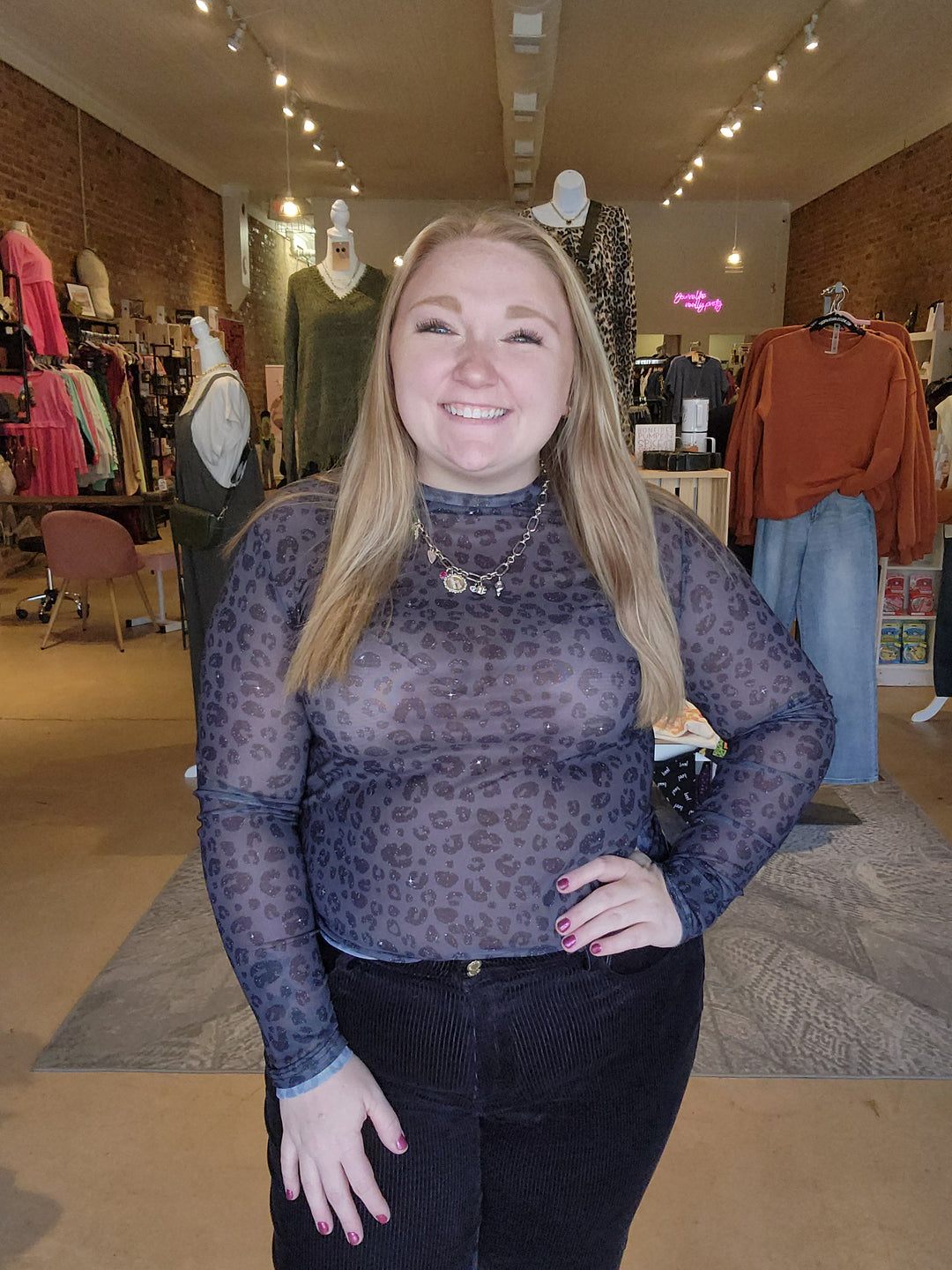 Black Leopard Mesh Shirt