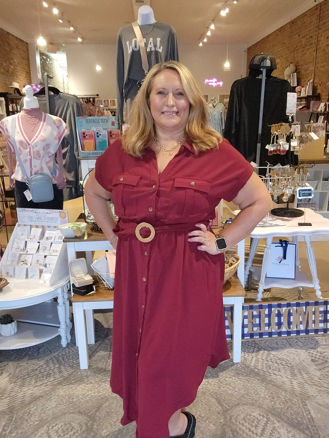 Belted Button Up Dress