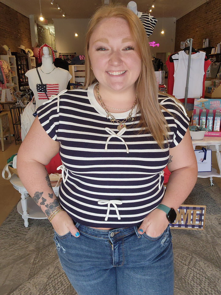 Stripe Bow Top