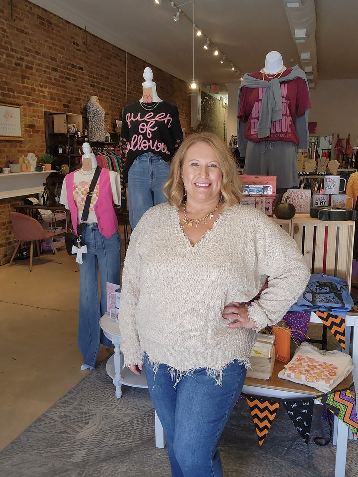 Distressed Hem Sweather