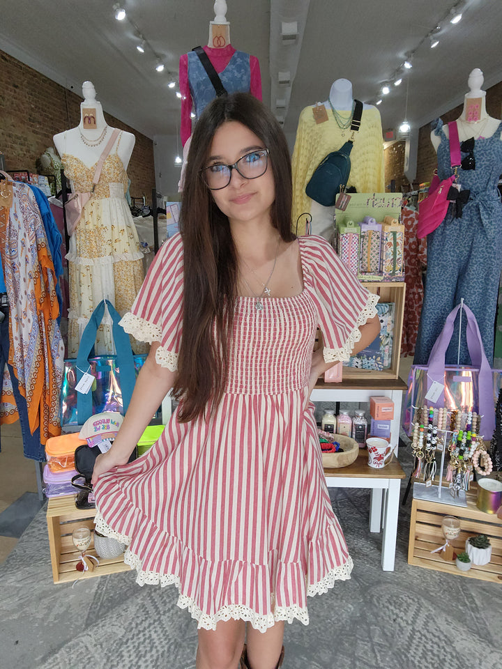 Linen Smocked Eyelet Dress