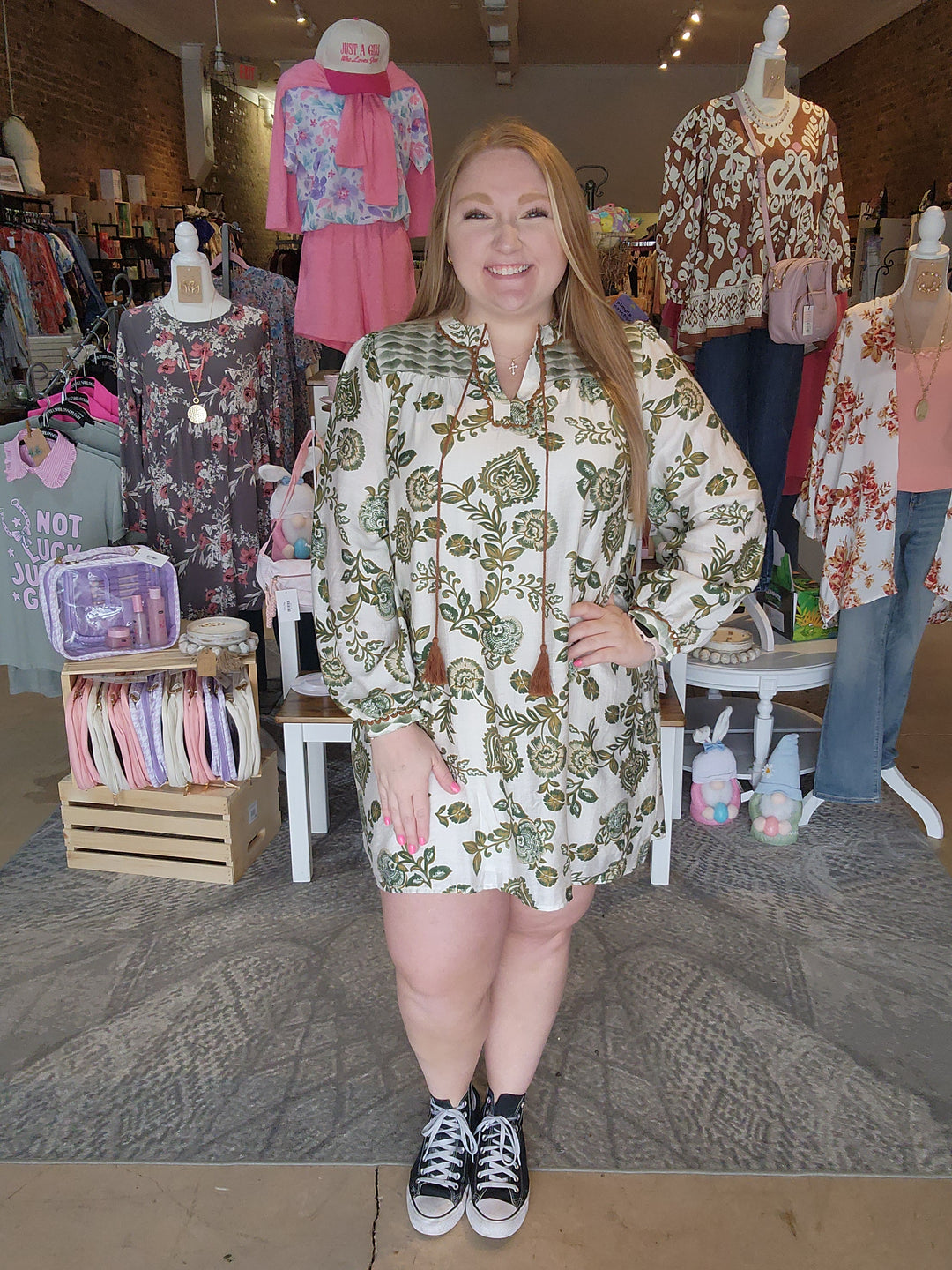Mixed Print Tassle Dress