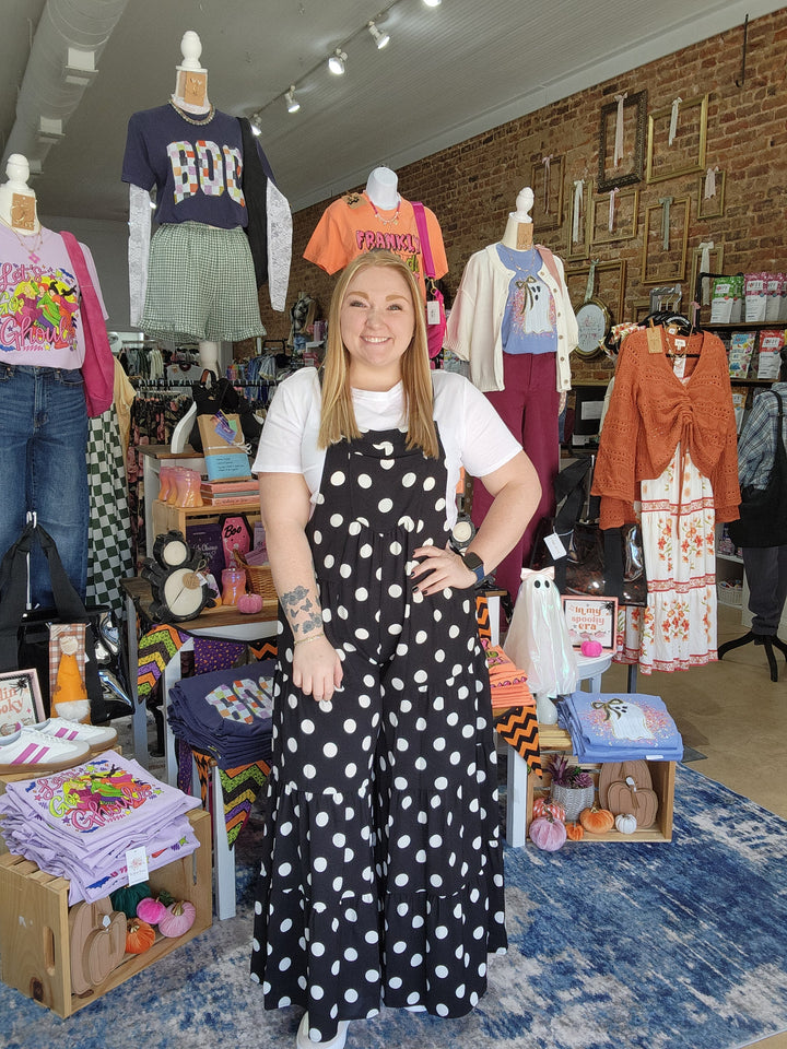 Polka Dot Wide Leg Overalls