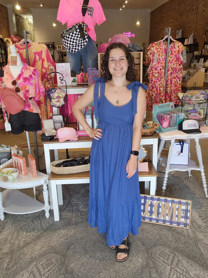 Scallop Eyelet Midi Dress