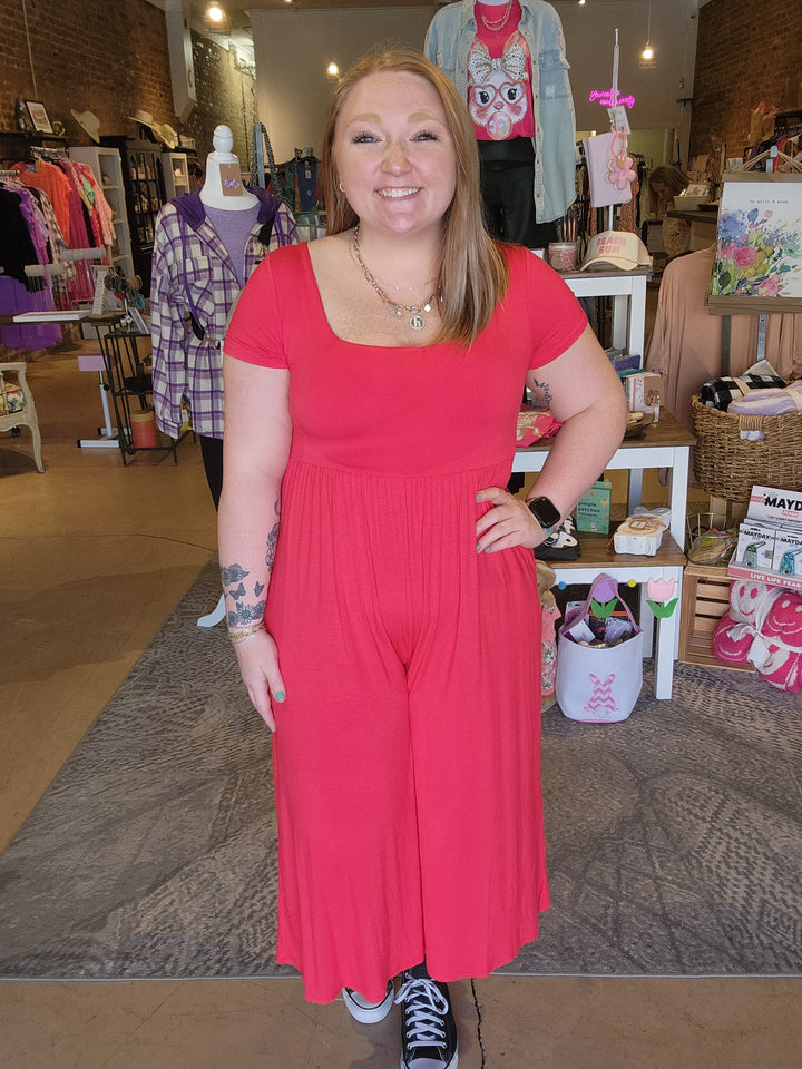 Red Pants Romper