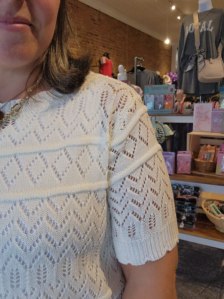 Ivory Open Knit Sweater Top
