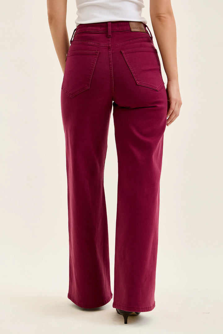 Judy Blue Tummy Control Wide Boysenberry Jeans