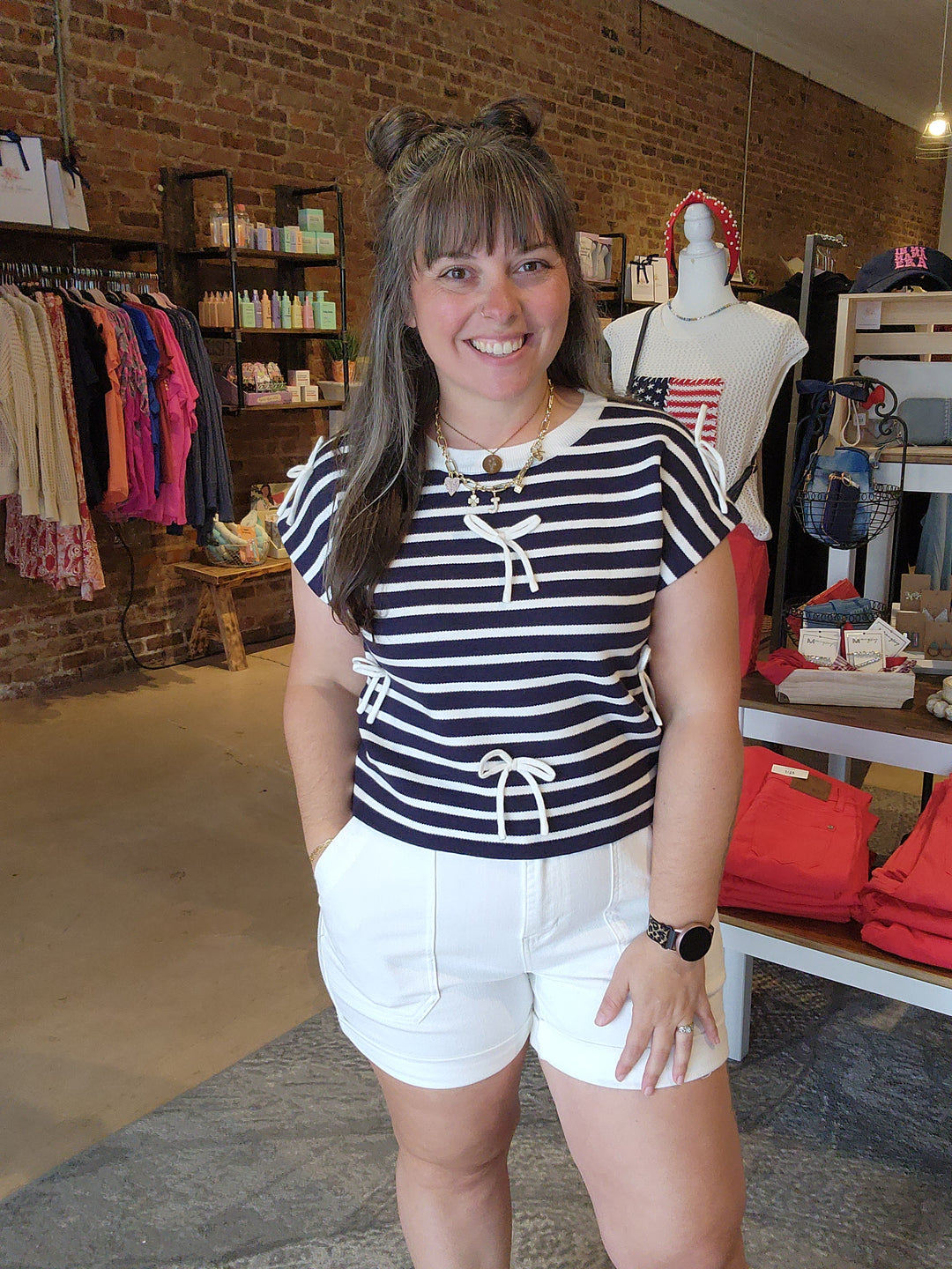 Stripe Bow Top