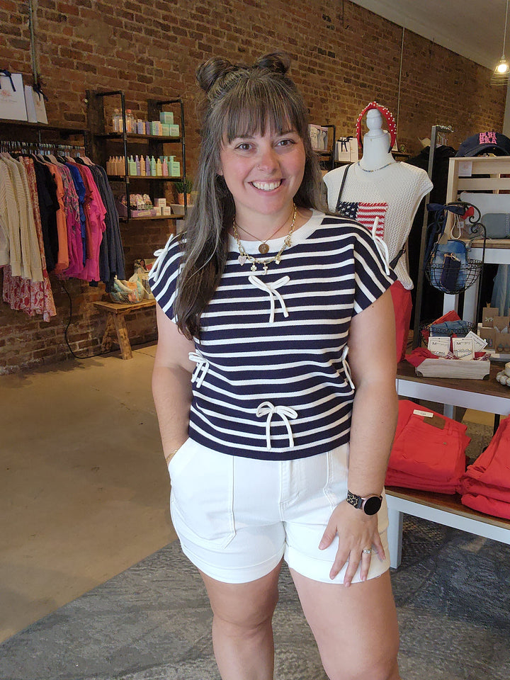 Stripe Bow Top