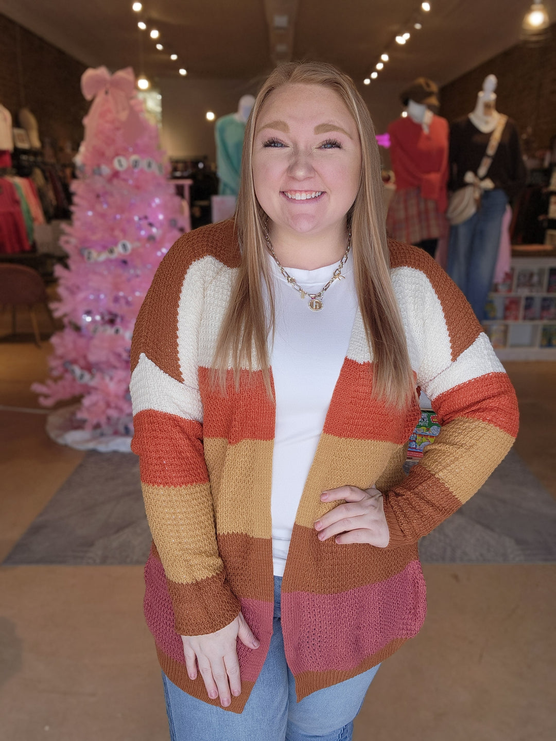 Loose Weave Stripe Cardigan