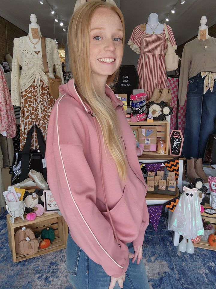 Mauve Full Zip Scuba Jacket