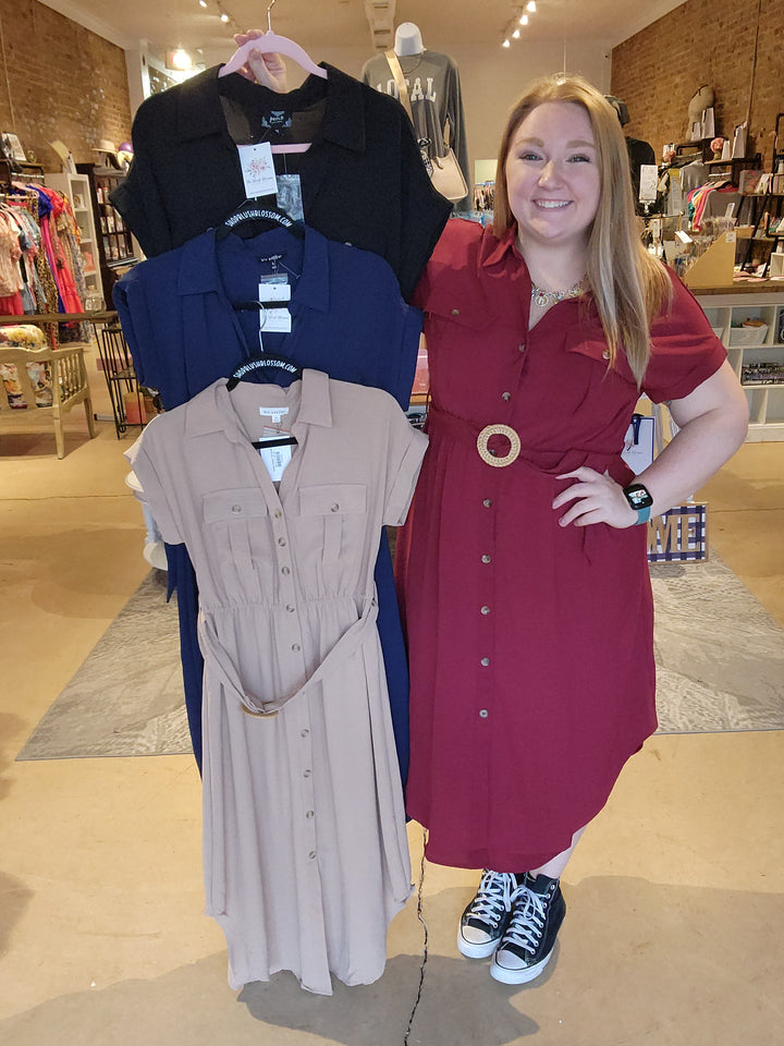 Belted Button Up Dress